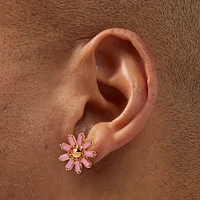 Blush Pink Flower Gold-tone Stud Earrings