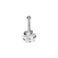 20G Silver-tone Titanium Crystal Star Nose Stud