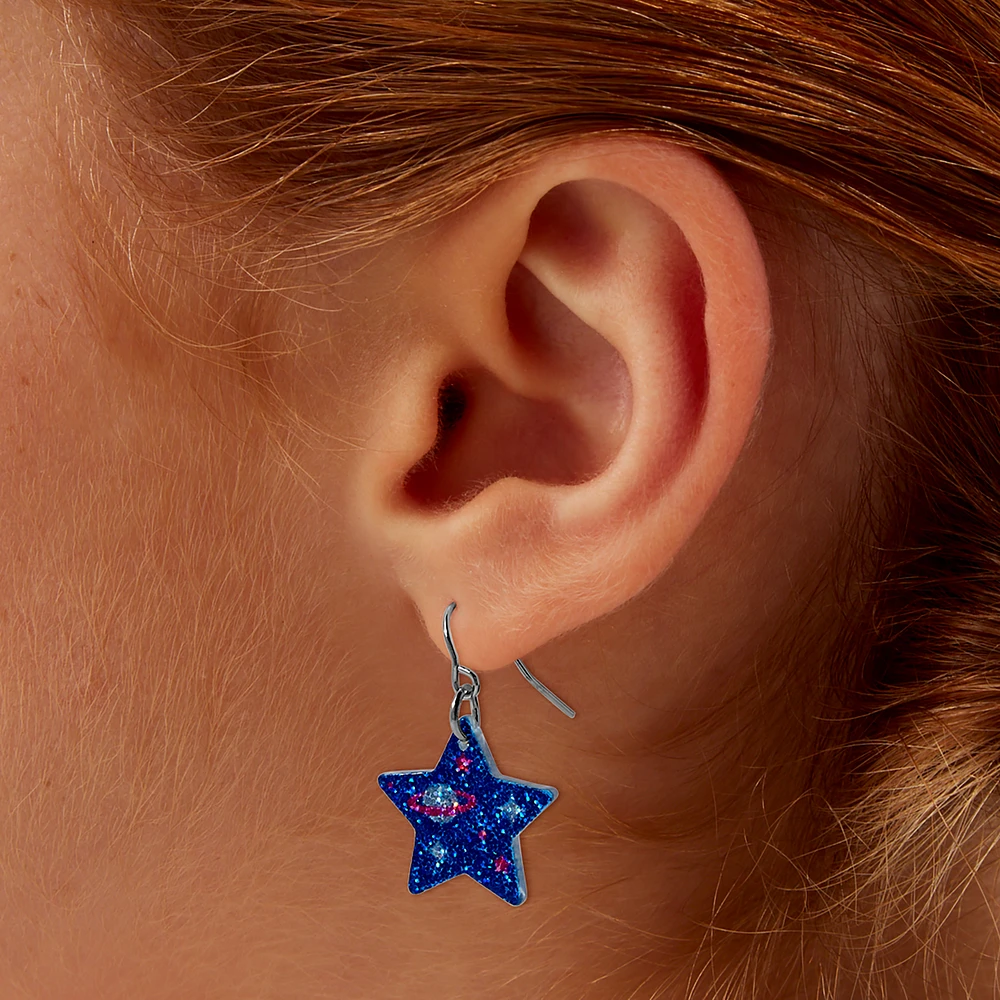 Glitter Galaxy Star Drop Earrings