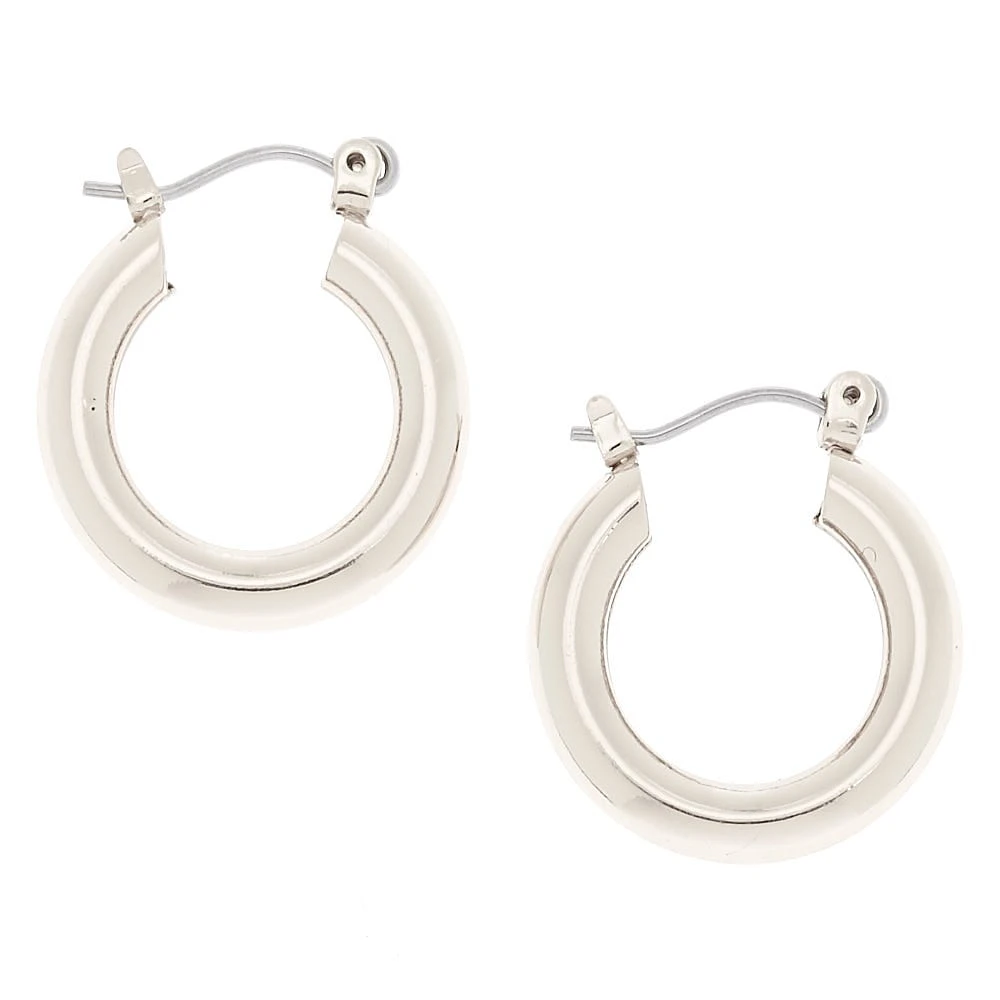 Silver-tone 20mm Tube Hoop Earrings