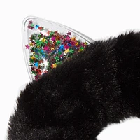 Black Furry Confetti Cat Ear Medium Hair Scrunchie 