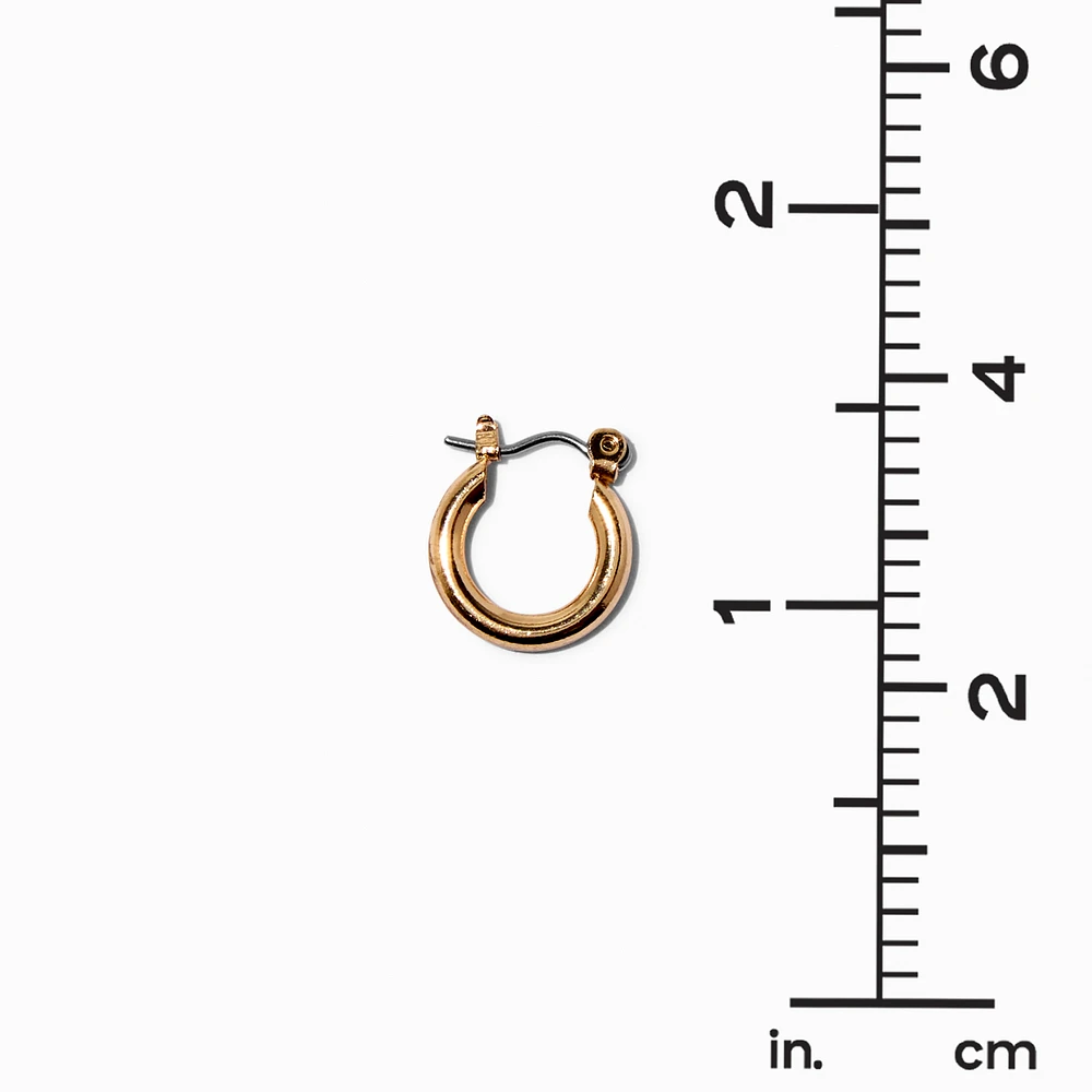 Gold-tone Tube 10mm Hoop Earrings