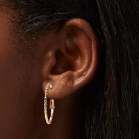 Gold-tone Textured Hoop & Studs Earrings Set - 6 Pack