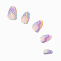 Rainbow Swirl Almond Vegan Faux Nail Set - 24 Pack