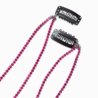 Pink Rhinestone Faux Hair Clip In Extensions - 2 Pack