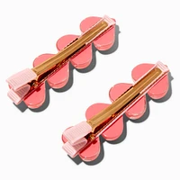 Pink Puffy Heart Hair Clips - 2 Pack