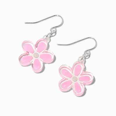 Pink Plastic Daisy Drop Earrings