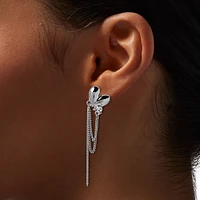 Silver-tone Heart Chains Clip-On Drop Earrings 