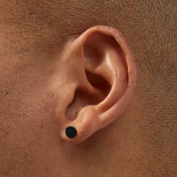 C LUXE by Claire's Silver-tone Titanium 6mm Black Disc Stud Earrings