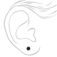 Black Cubic Zirconia 4mm Square Stud Earrings