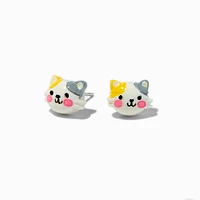 Orange & Gray Cat Stud Earrings 