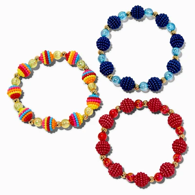 Claire's Club Textured Beaded Stretch Bracelets - 3 Pack