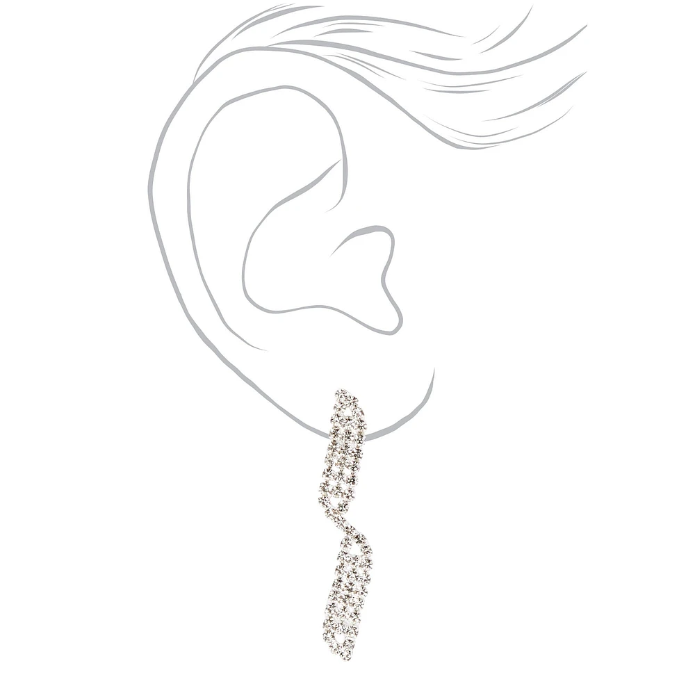 Silver-tone Rhinestone Waves Jewelry Set - 2 Pack
