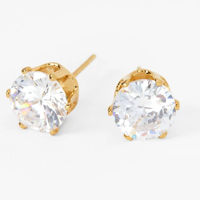 C LUXE by Claire's 18kt Gold Plated Cubic Zirconia 8mm Round Stud Earrings