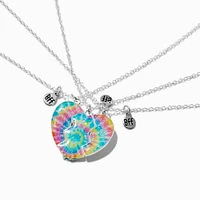 Best Friends Tie Dye Split Heart Pendant Necklaces - 3 Pack