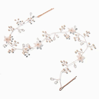 Rose Gold-tone Frosted Flower Hair Swag