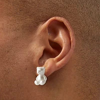 Pearlized Bear Stud Earrings