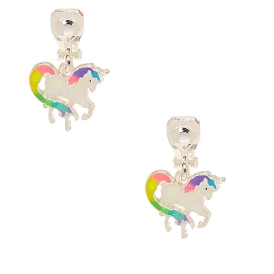 Iridescent Rainbow Unicorn Clip-On Earrings