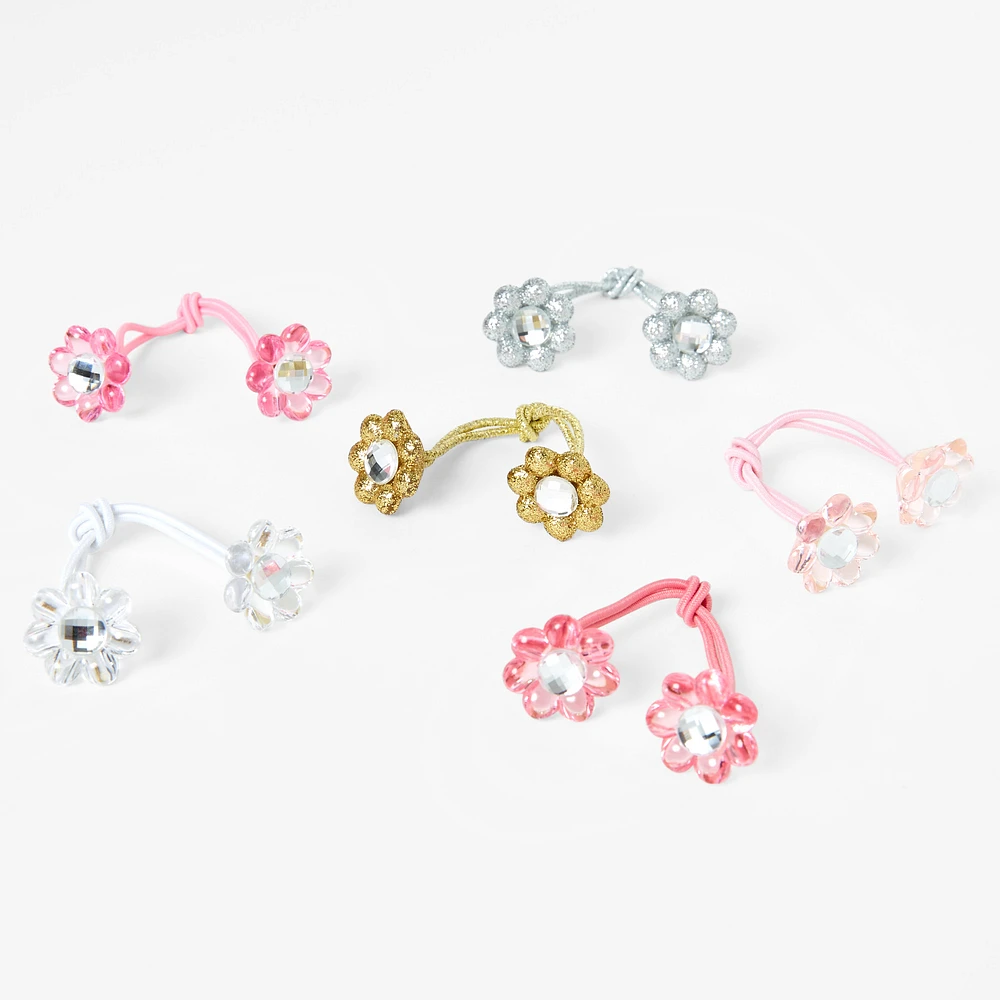 Claire's Club Multicolored Flower Hair Ties - 6 Pack