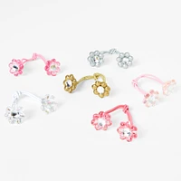 Claire's Club Multicolored Flower Hair Ties - 6 Pack