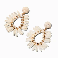 Tan Raffia Teardrop Drop Earrings