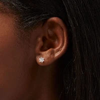 C LUXE by Claire's Sterling Silver Cubic Zirconia Flower 8mm Stud Earrings