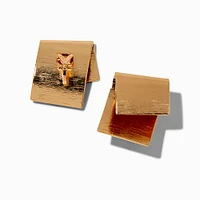 Gold-tone Fold Over Square Clip-On Earrings 