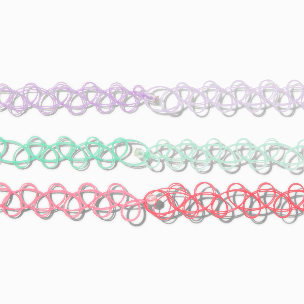 Pastel Ombré Tattoo Choker Necklaces - 3 Pack