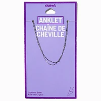 Silver-tone Stainless Steel Multi-Strand Ball Chain Anklet
