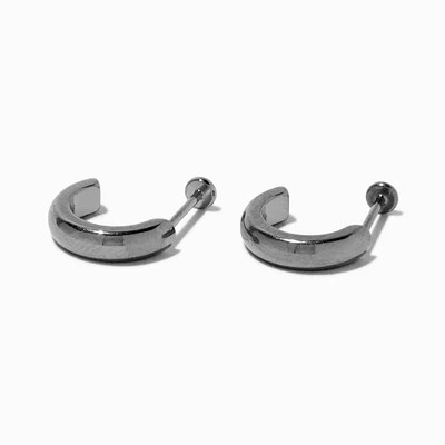 C LUXE by Claire's Silver-tone Titanium Flatback Hoop Earrings