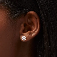 White Happy Face Gold-tone Stud Earrings