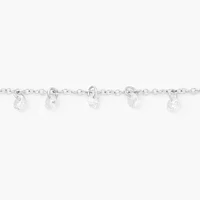 Silver-tone Cubic Zirconia Confetti Charm Bracelet
