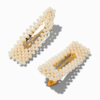 Gold-tone Pearl Snap Hair Clips - 2 Pack 