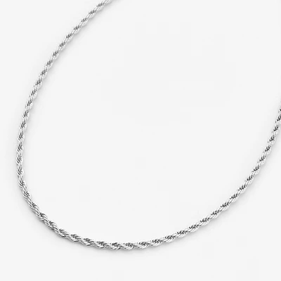 Silver-tone 2mm Thin Twisted Rope Chain Necklace