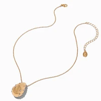 Gold-tone Crystal Studded Bubble Teardrop Pendant Necklace 