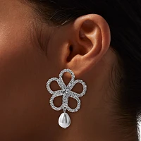 Crystal & Pearl Flower Drop Earrings
