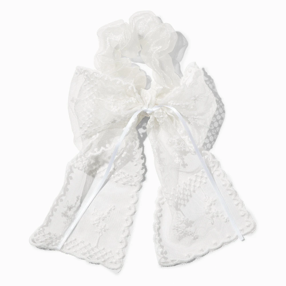 White Lace Hair Bow Scrunchie