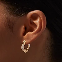 Gold-tone Crystal Pavé Clover Hoop Earrings