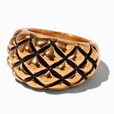 Gold-tone & Black Quilted Dome Ring 