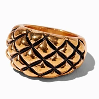 Gold-tone & Black Quilted Dome Ring 