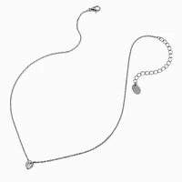 Silver-tone Cubic Zirconia Teardrop Pendant Necklace