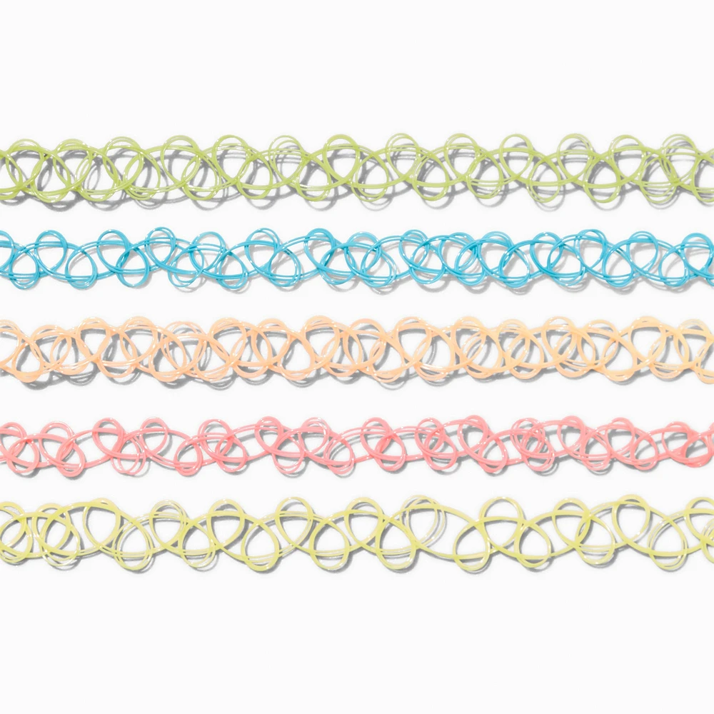 Rainbow Tattoo Chokers - 5 Pack