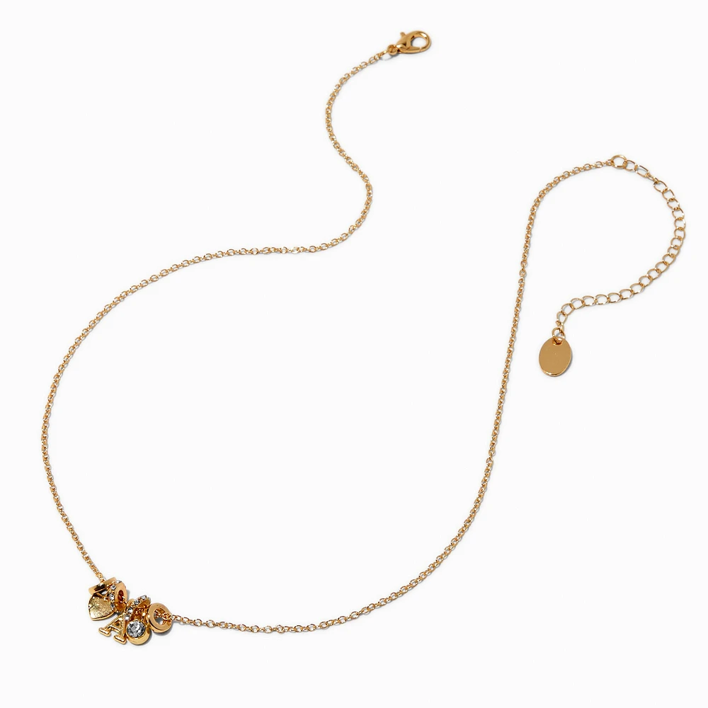 Gold-tone Initial Charm Stackable Pendant Necklace - A