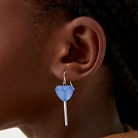 Blue Heart Lollipop 2'' Drop Earrings