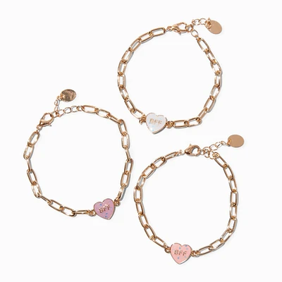 Best Friends Heart BFF UV Color-Changing Charm Bracelets - 3 Pack