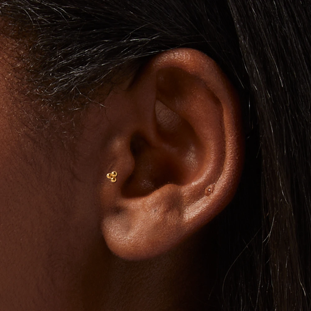 Gold-tone Titanium Cubic Zirconia 16G Threadless Tragus Earrings - 3 Pack
