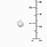 White Happy Face Gold-tone Stud Earrings