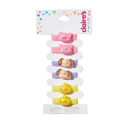 Claire's Club Glitter Critter Ribbed Hair Ties - 6 Pack