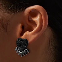 Black Heart Spike Stud Earrings 