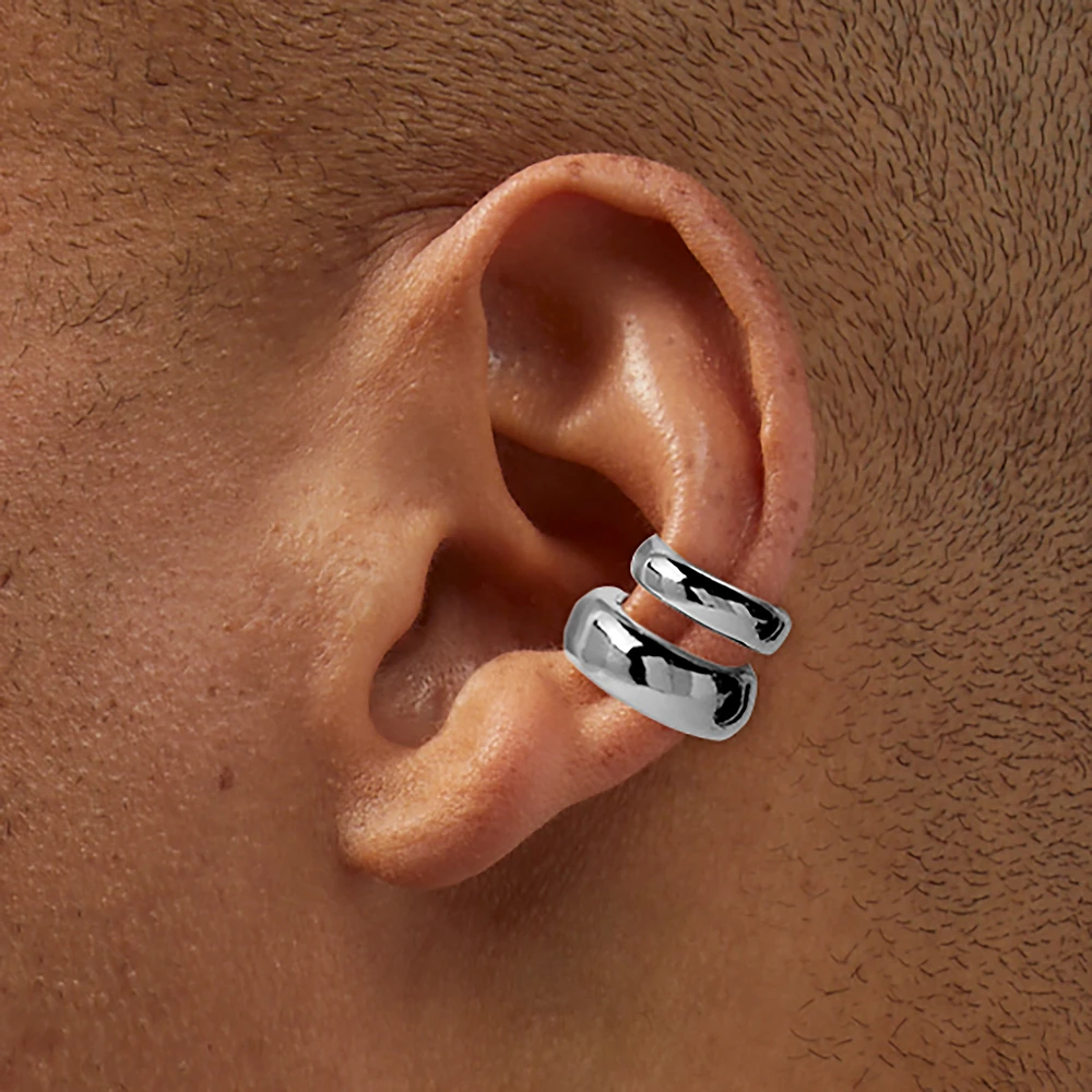 Silver-tone Double Thick Ear Cuff